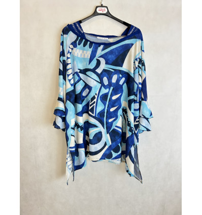 BLUSA FANTASIA ASTRATTA STRASS SU SPALLE