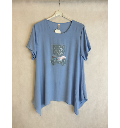 BLUSA STANOA ORSETTO JEANS E STRASS