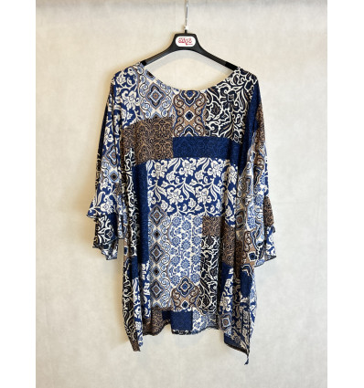 BLUSA BLU STAMPA ASTRATTA