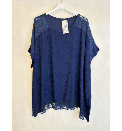 BLUSA INSERTI IN PIZZO E RICAMO A FILO