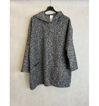 GIACCONE TESSUTO BOUCLE CON CAPPUCCIO