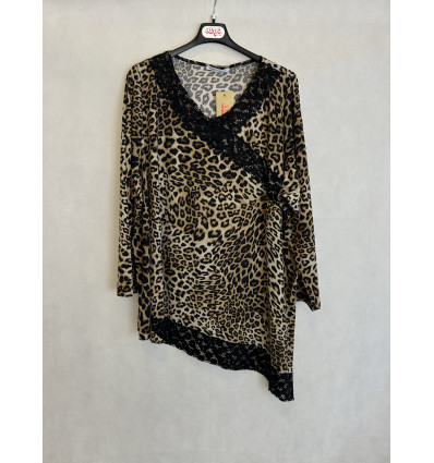 MAGLIA ANIMALIER PUNTA ASIMMETRICA