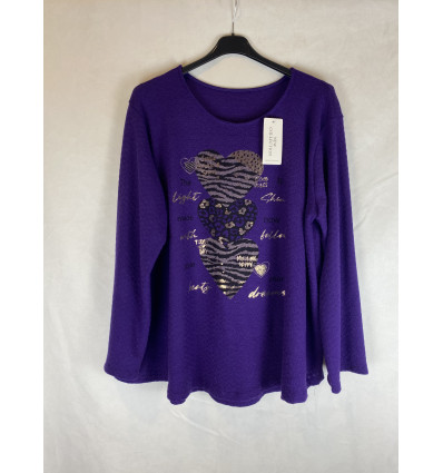MAGLIA STAMPA CUORI SPALMATI LUREX