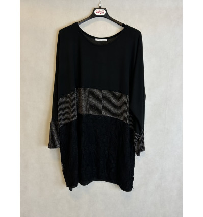 MAGLIA NERA INSERTO RIGHE LUREX