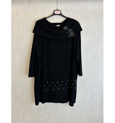 MAGLIA CON INSERTI IN PIZZO ED ECOPELLE