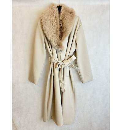 CAPPOTTO LUNGO COLLO ECOPELLICCIA