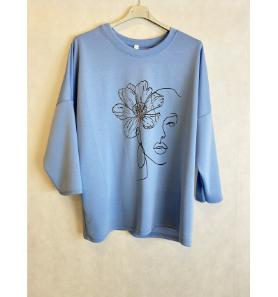 FELPA STAMPA FIORE E VOLTO