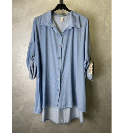 MAXI CAMICIA IN CHAMBRAY