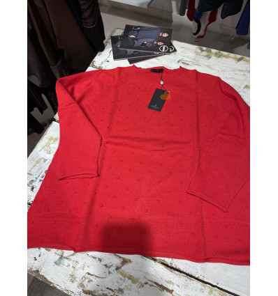 MAGLIONCINO ROSSO CON POIS A RILIEVO