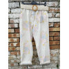 PANTALONE IN BENGALINA CON STAMPA FIORATA CON CINTURA