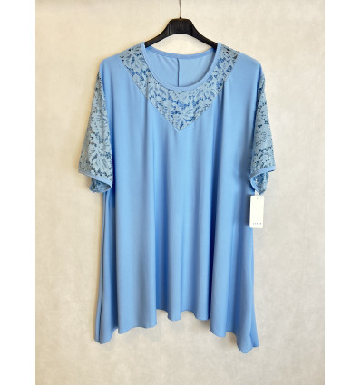 T-SHIRT SCOLLO E MANICHE IN PIZZO