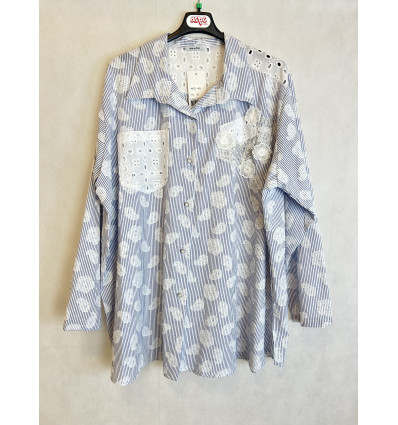 CAMICIA RIGHE CON SANGALLO