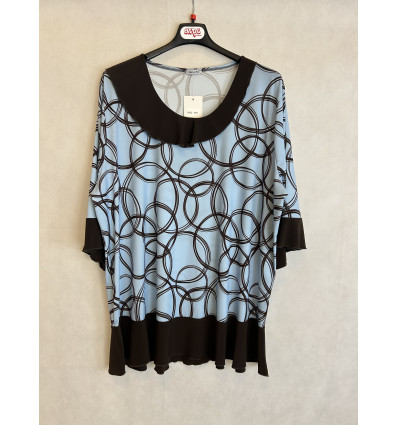 MAGLIA STAMPA ASTRATTA CON VOLANT