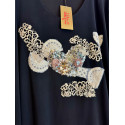 MAGLIA ARPE CON INSERTI IN MACRAME, CUORE PAILLETTES