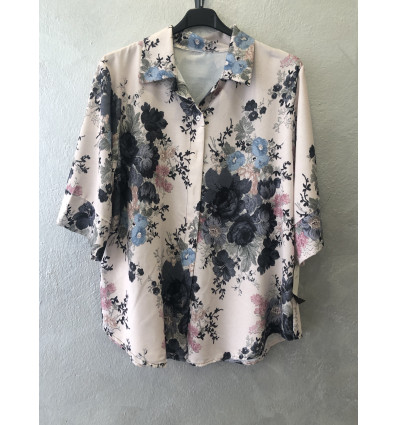 CAMICIA STAMOA FIORE, MANICA A TRE QUARTI