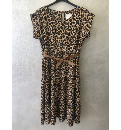 ABITINO FANTASIA ANIMALIER CON BALZE SUL FONDO E CINTURA