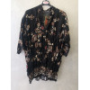 BLUSA NERO FIORATA IN RASO EFFETTO STROPICCIATO