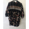 BLUSA NERO FIORATA IN RASO EFFETTO STROPICCIATO