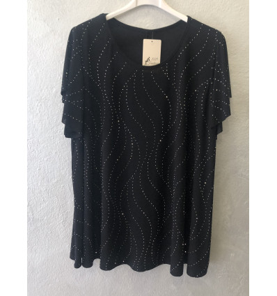 MAGLIA TEMPESTATA DI PUNTI LUCE, MANICA A FARFALLA