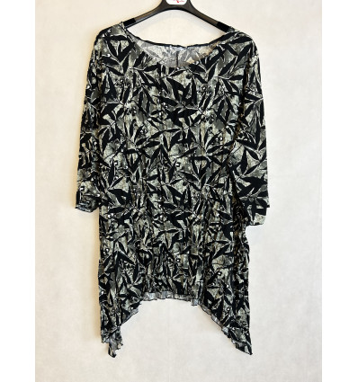 BLUSA EFFETTO STROPICCIATO STAMPA FOGLIE