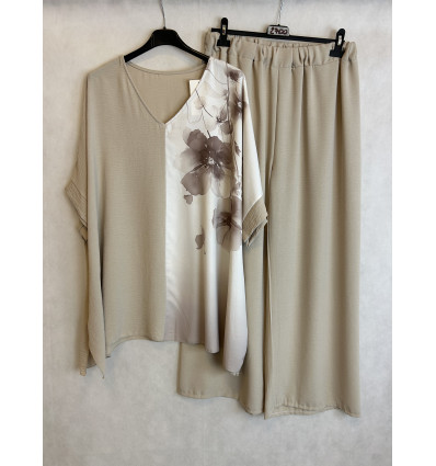 COMPLETO BLUSA KABAN META PANNELLO FIORATO