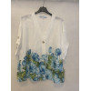 CAMICIA IN LINO ROSETTA POSITANO SCOLLO A V STAMPA FIORI