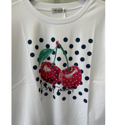 T-SHIRT CON STAMPA CILIEGIE O LIMONI