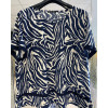 T-SHIRT BLU ZEBRATA CON BALZA SUL FONDO