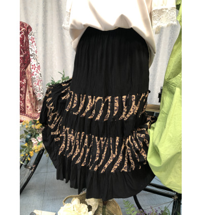 GONNA NERA ARPE A BALZE ANIMALIER
