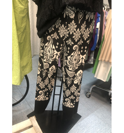 PANTALONE ARPE NERO BIANCO IN JERSEY CON ELASTICO IN VITA