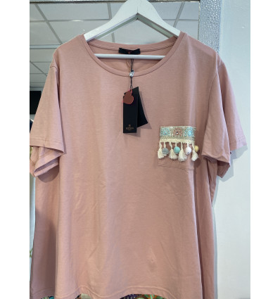T-SHIRT SOPHIA CURVY COLORE PHARD CON PASSAMANERIA SU TASCHINA
