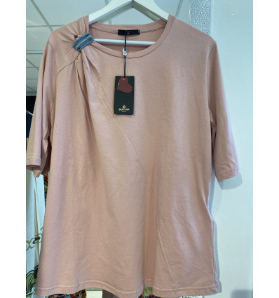T-SHIRT SOPHIA CURVY COLORE ROSA PHARD CON FERMAGLIO