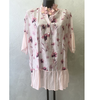 BLUSA ROSA STAMPA FIORI