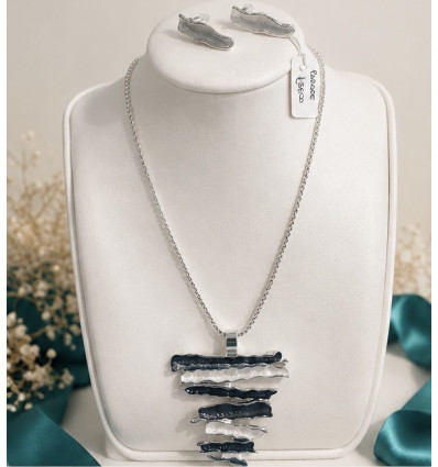 PARURE COLLANA GIROCOLLO E ORECCHINI COORDINATI MOD SILVER SCALINI
