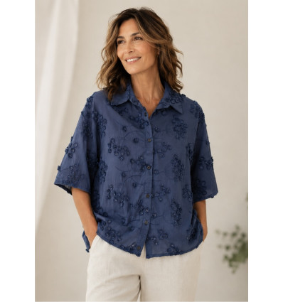 CAMICIA KEY DI LAVORAZIONE RICAMO A FILO IN RILIEVO