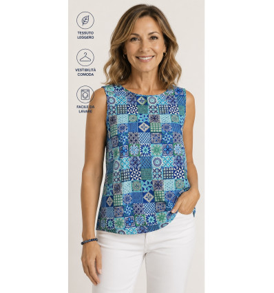 CANOTTA IN COTONE FANTASIA MAIOLICA BRAND KEYDI