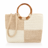 BORSA SIMIL RAFIA INTRECCIATA CON MANICI IN BAMBOO E TRACOLLA