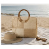 BORSA SIMIL RAFIA INTRECCIATA CON MANICI IN BAMBOO E TRACOLLA