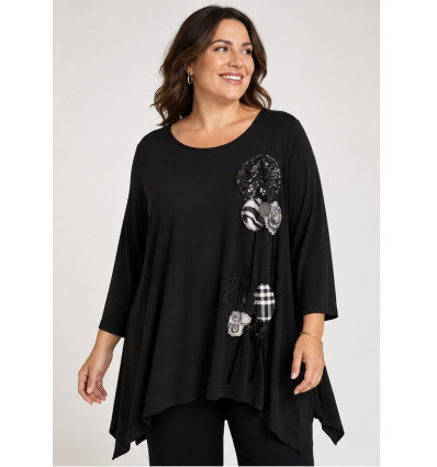 MAGLIA ARPE IN JERSEY DI VISCOSA CON APPLICAZIONI GIOIELLO