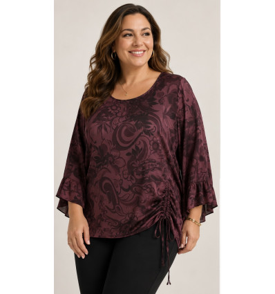 BLUSA ARPE IN RASO DI VISCOSA DRAPPEGGIO A LATO