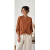 CAMICIA IN TENCEL COLLETTO ALLA COREANA TINTA UNITA