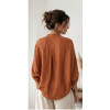 CAMICIA IN TENCEL COLLETTO ALLA COREANA TINTA UNITA