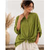 CAMICIA IN TENCEL COLLETTO ALLA COREANA TINTA UNITA