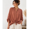 CAMICIA IN TENCEL COLLETTO ALLA COREANA TINTA UNITA