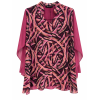 BLUSA EFFETTO CAMICIA PANNELLO GEOMETRICO, COLLETTO ALLA COREANA