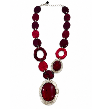 COLLANA IN RESINA CON CENTRALE COLORE BORGOGNA