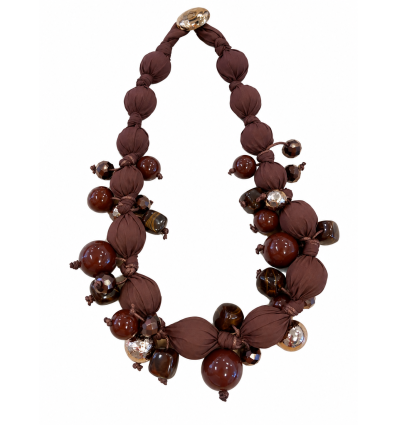 COLLANA IN TESSUTO BOULE CIOCCOLATO