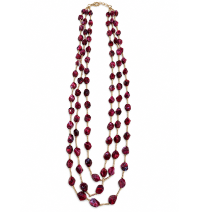 COLLANA IN ACCIAIO A TRE FILI, ELEMENTI IN RESINA