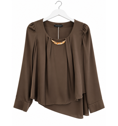BLUSA IN RASO CON ELEMENTO DORATO ESSENTIAL
