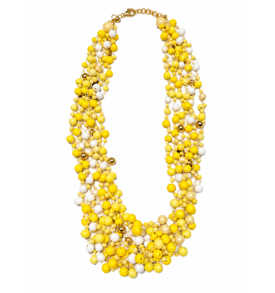 COLLANA MULTIFILO CON MICRO BOULE GIALLE
